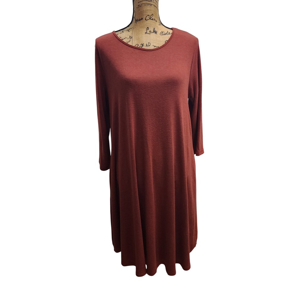 Zenana Outfitters XL Knit Tunic Dress‎ Rust Red Casual Comfy